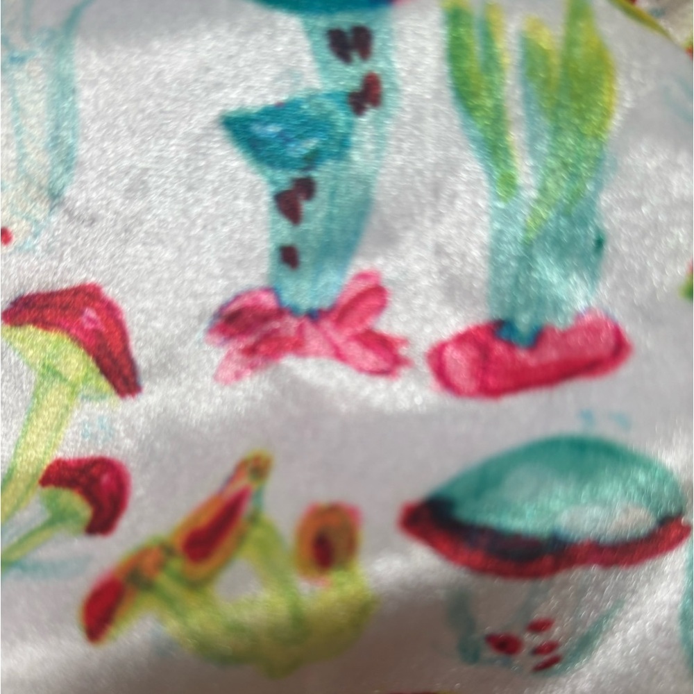 FBC by Penelope Gazin Balloon Sleeve Casual Mushroom Print Concert Crop Top SZ M - Picture 9 of 9